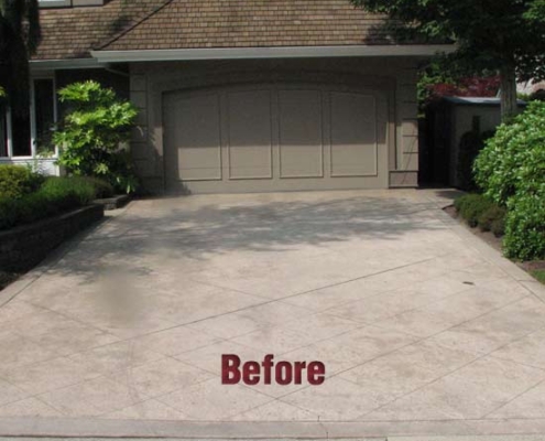 concrete driveway two car garage before sealing