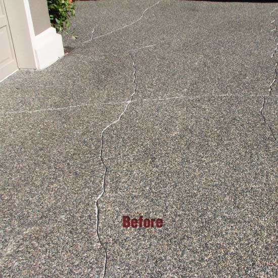 Repairing Cracks (1) cracked concrete driveway before crack repair