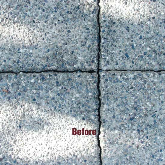 Repairing Cracks (13) cracked concrete pavement tiles before repair