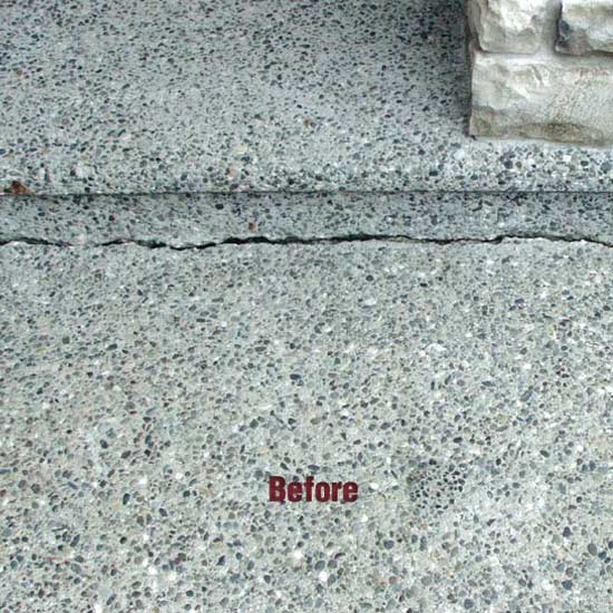 Repairing Cracks (15) cracked concrete step before repair