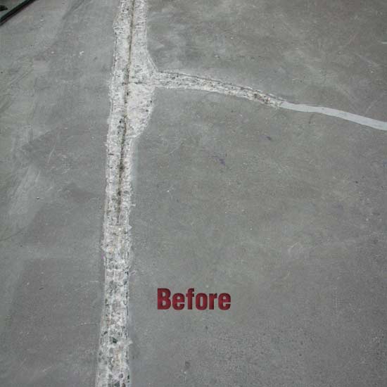 cracked warehouse floor before crack repair