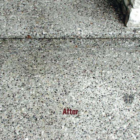 Repairing Cracks (16) exposed aggregate concrete step after crack repair