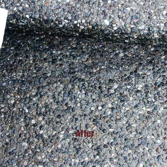 Repairing Cracks (12) pebbled concrete close up after crack repair