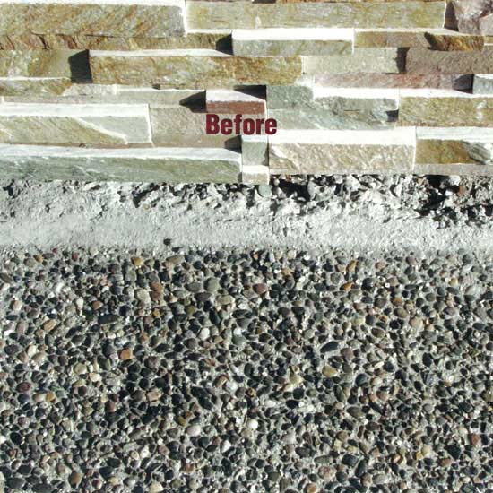 Repairing Cracks (7) rough joint stone wall pebbled concrete before repair