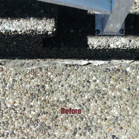 Repairing Cracks (9) rough pebbled concrete surface before repair