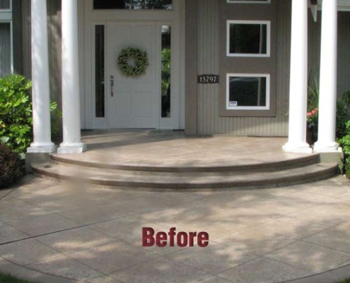 stamped concrete porch steps before sealing