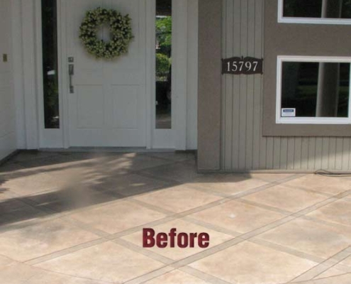 tan concrete entry patio before sealing