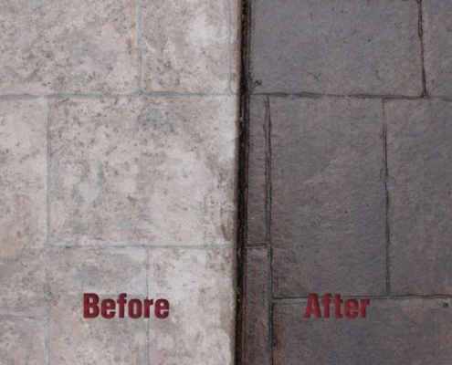 tiled concrete flooring before after sealing comparison