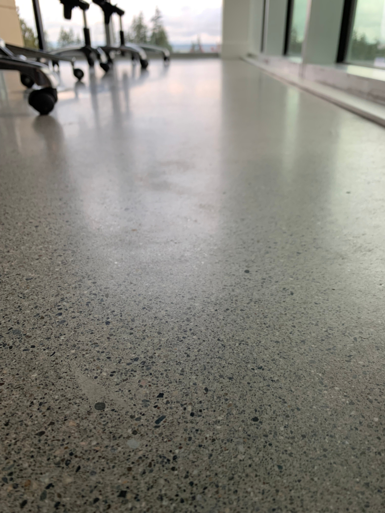 polished concrete office floor close up