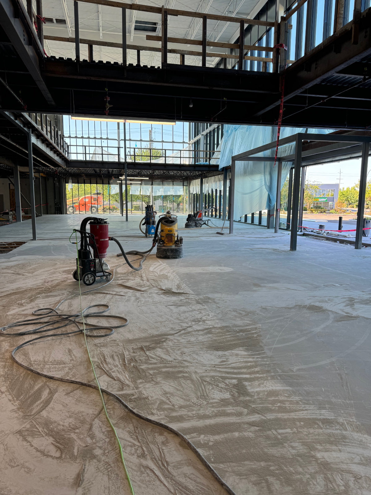 During the polished concrete process