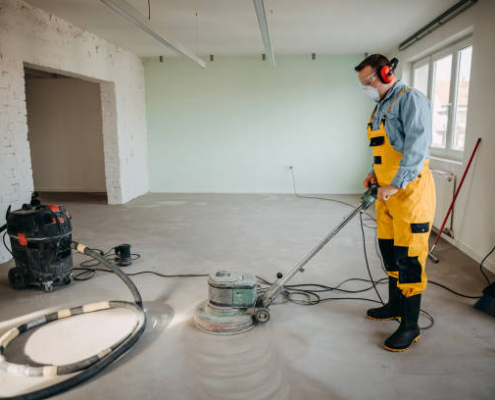 Polished concrete floor in a modern Vancouver home renovation