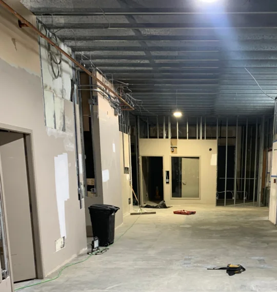 commercial space prepped for concrete polishing
